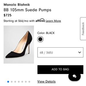 Used Manolo blahnik size 36 black suede pumps
